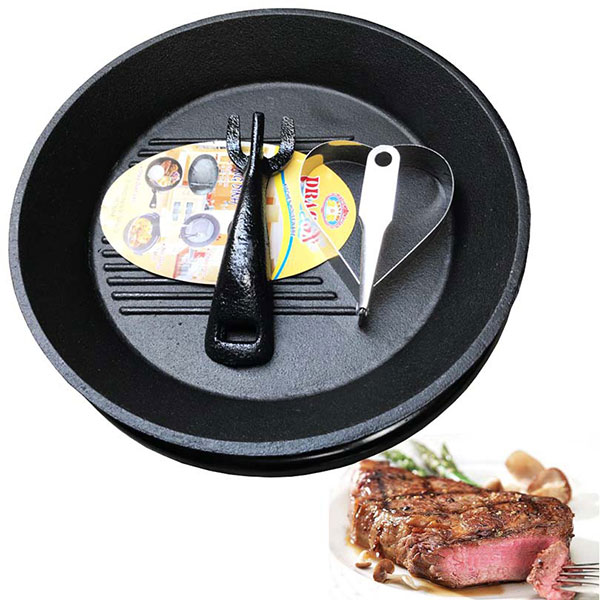 Bộ Chảo Gang Tròn Lòng Sâu Chống Dính Dày Nặng Làm Bò Né Beefsteak Dragon