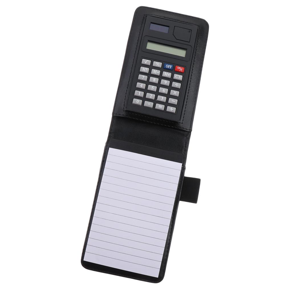 Faux Leather Waterproof Top Hardcover Notes Book with Calculator Black