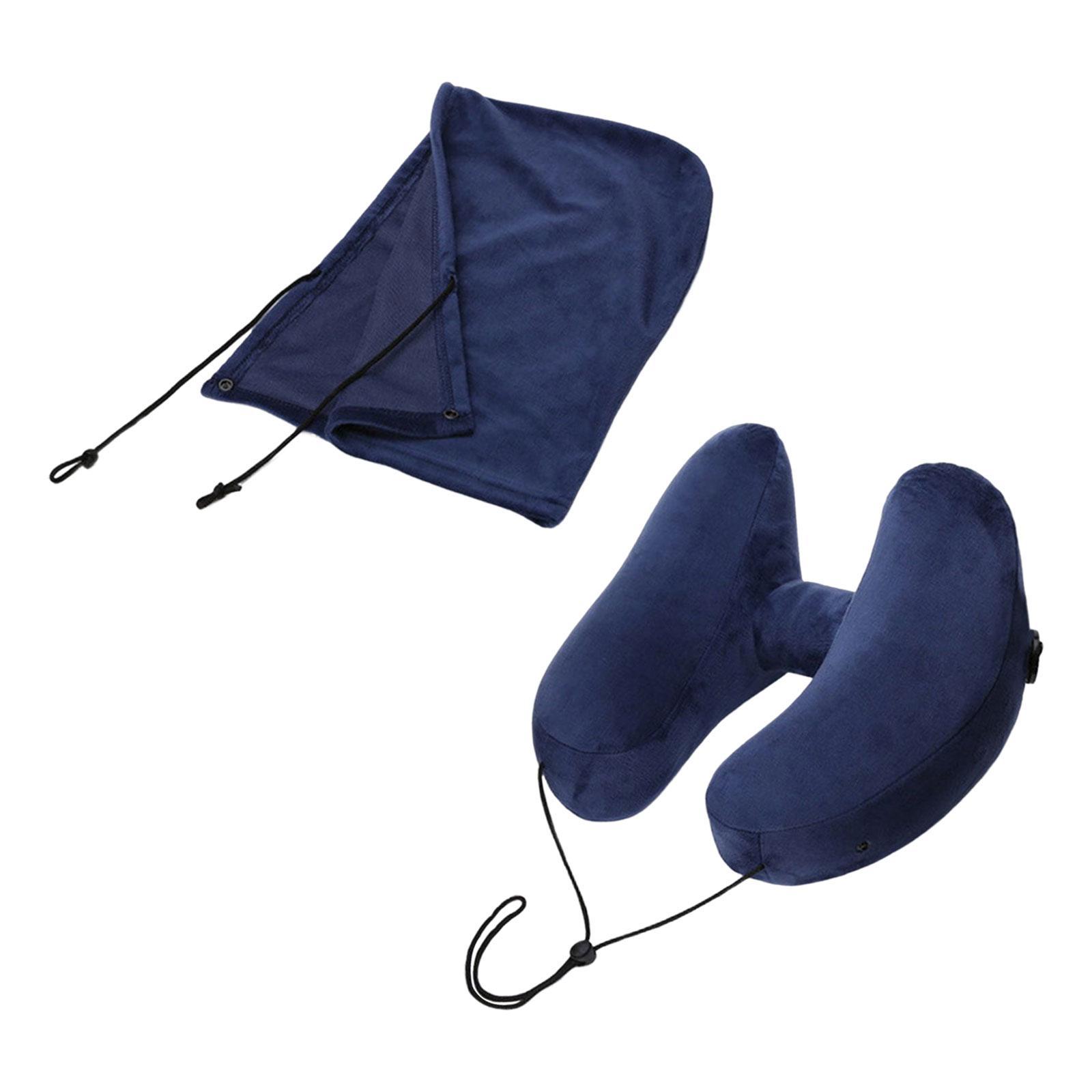 Portable Travel Inflatable Neck Pillow Convenient Storage Ergonomic U Shape