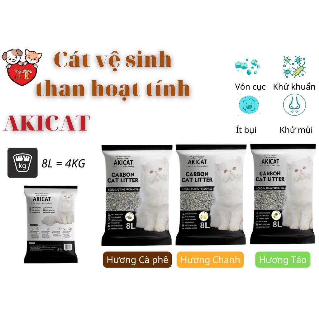 Cát vệ sinh cho mèo than hoạt tính Akicat