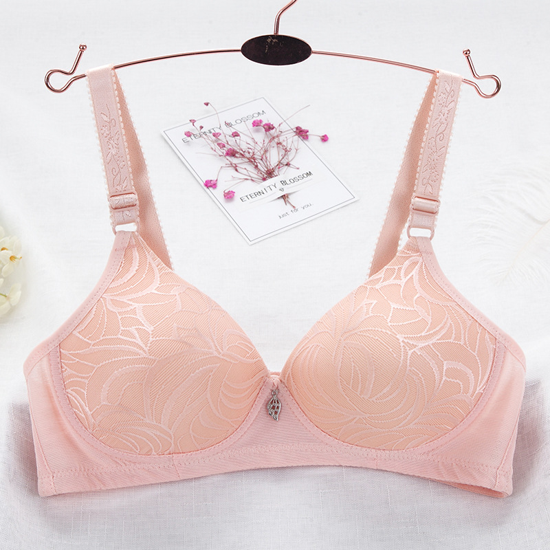 Áo lót trơn không gọng mút đệm vừa cotton thêu vân gân lá