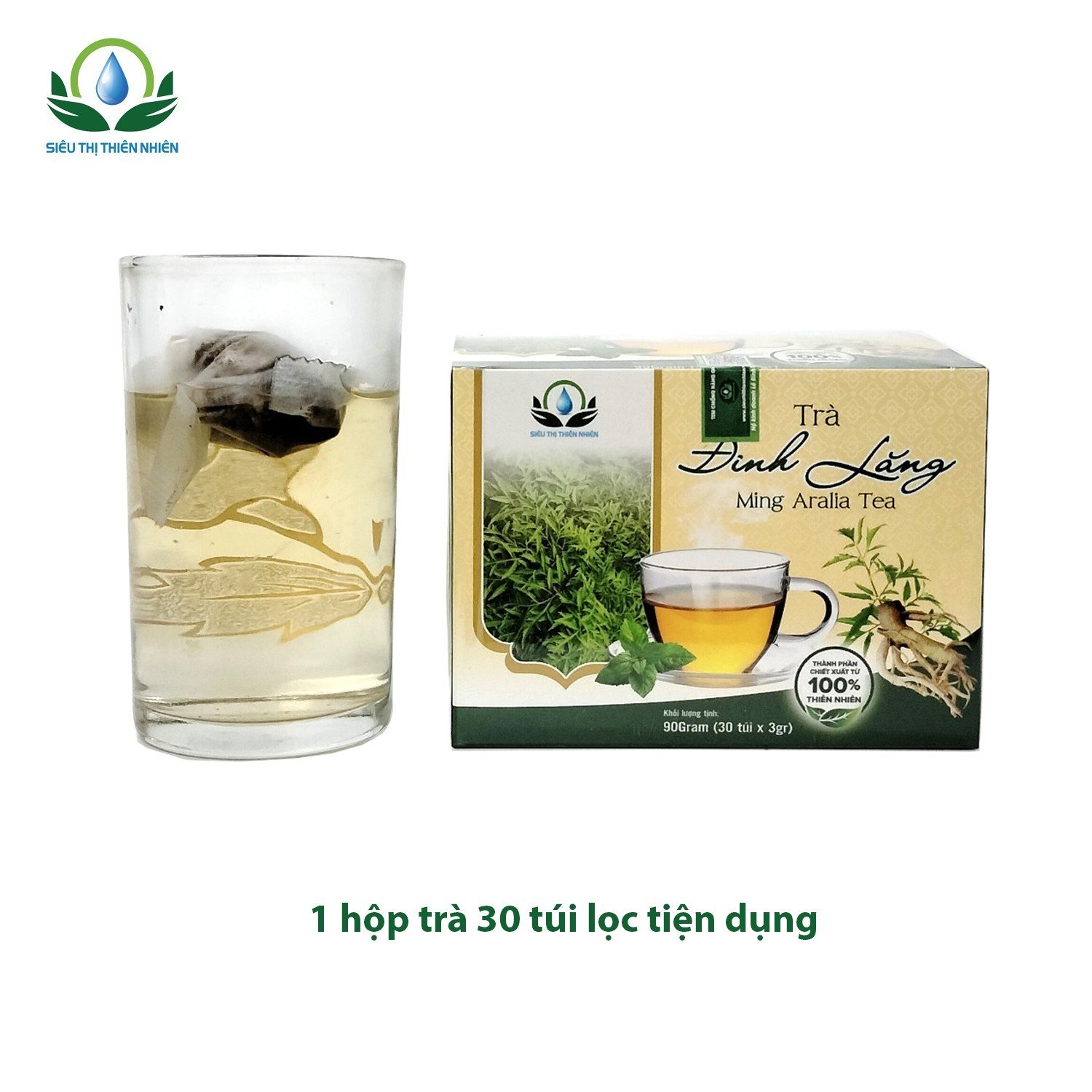 Trà Đinh Lăng hộp 30 Túi Lọc x 3Gram giúp giảm mệt mỏi, lo âu, stress, bớt đau nhức xương khớp của Siêu Thị Thiên Nhiên