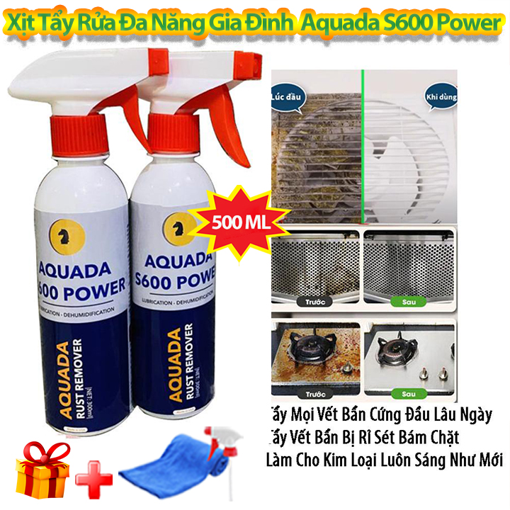 [ Tặng Khăn] Chai Xịt Tẩy Rửa Nhà Bếp, Gia Đình Aquada S600 Power 500ml - Tẩy Mọi Bề Mặt, Vật Dụng Nhà Bếp, Đồ Gia Dụng