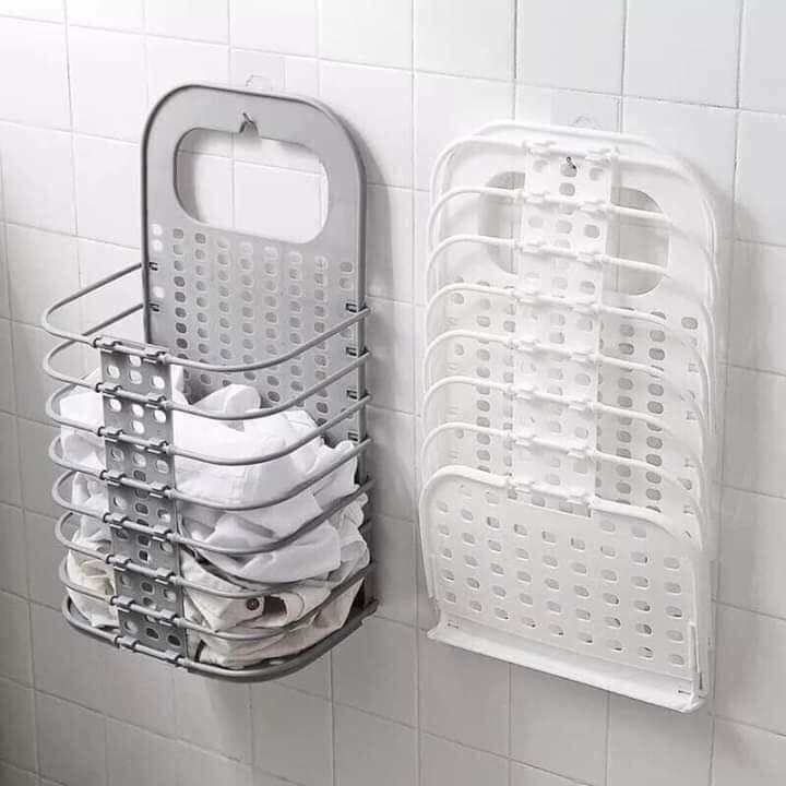 Giỏ Đựng Đồ, Quần Áo Bẩn Kế Máy Giặt Gấp Gọn Treo Tường Tiện Lợi - Rổ Treo Tường Đựng Đồ