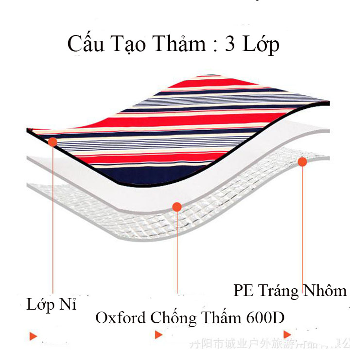 Thảm Du Lịch Gấp Gọn Đa Năng 3 Lớp Chống Nước Cao Cấp 2x2 m