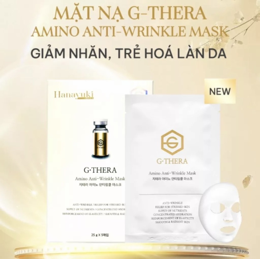Mặt Nạ G Thera Amino Anti-Wrinkle Mask Giúp Giảm Nếp Nhăn Dưỡng Ẩm Hanayuki Chính Hãng 5 Miếng 125g