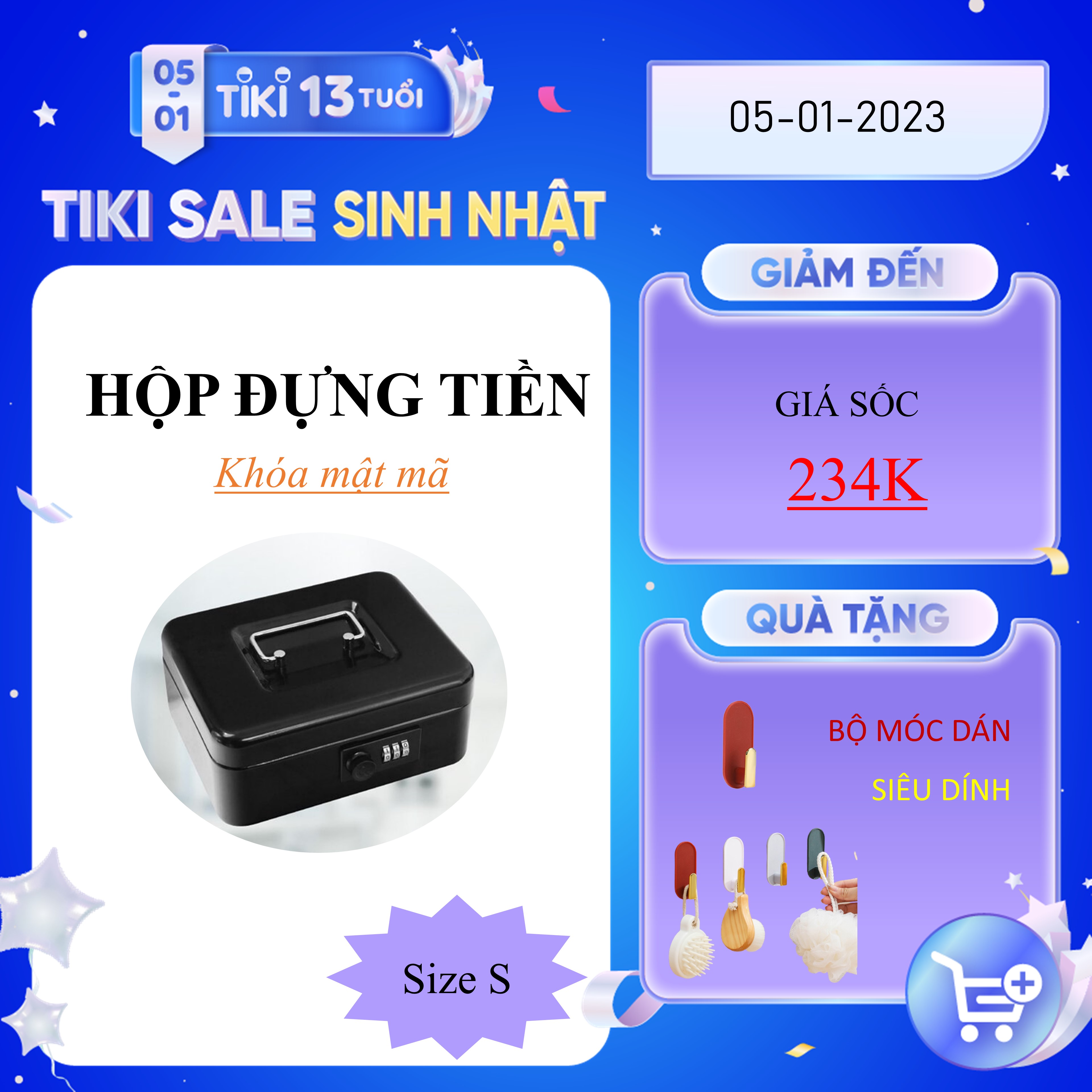 Hộp két sắt chữ nhật đựng tiền mặt và đồ vật nhỏ có giá trị - Khóa mật khẩu an toàn cao - Màu đen sang trọng - Size S