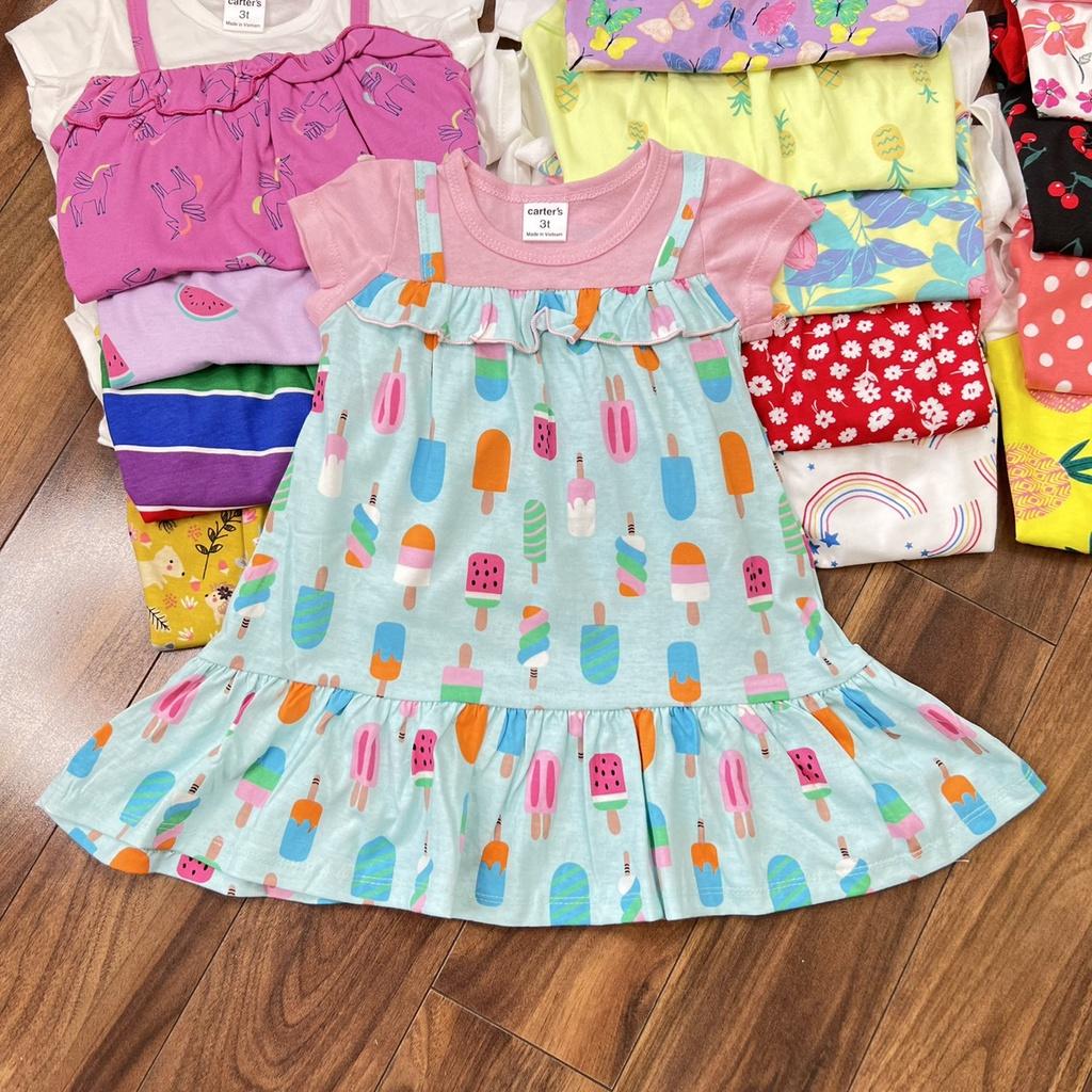 Đầm váy mùa hè cho bé gái size 5-18kg chất thun cotton mềm mịn mát