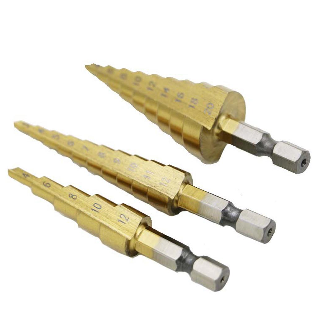 2 Pieces HSS Conical Drill Steel Titanium Drill Bit Set 3-12mm 4-12 / 20mm