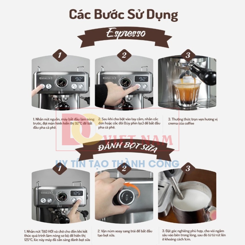 Máy pha cà phê Espresso chuyên nghiệp thương hiệu Mỹ HiBREW H10A - Hàng Nhập Khẩu