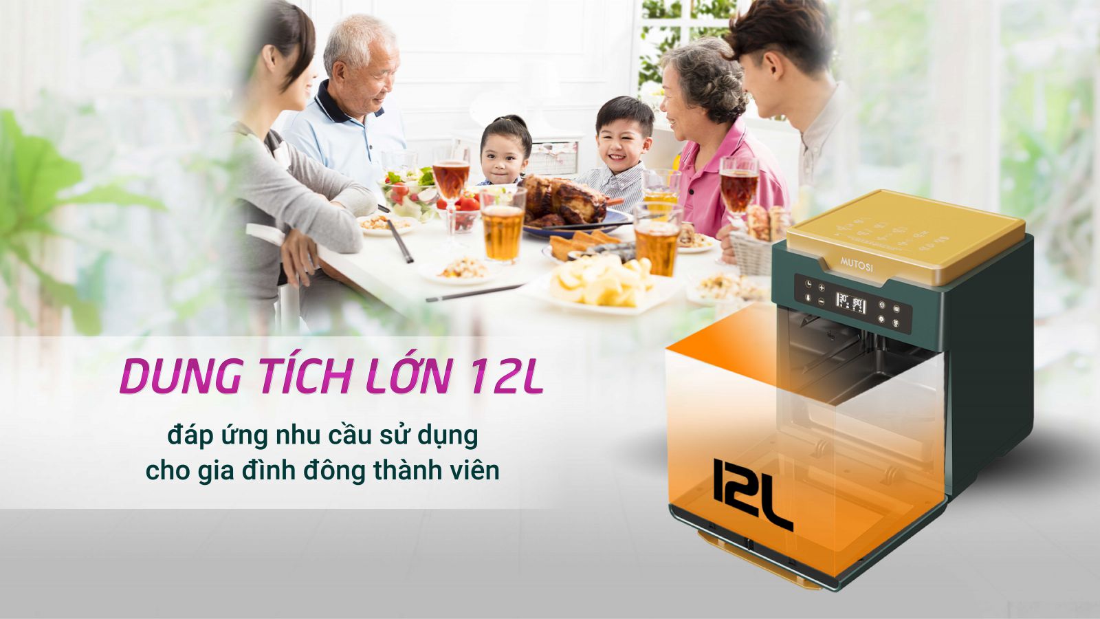 Nồi chiên không dầu Mutosi MF-99D dung tích 12 Lít - Công nghệ nhật bản - Hàng chính hãng