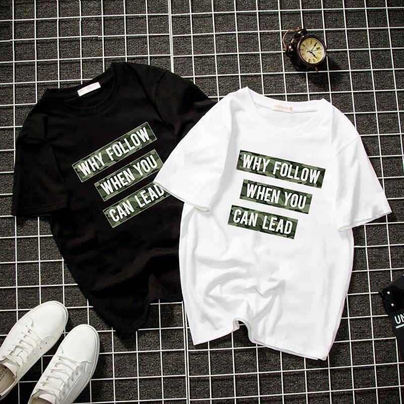 Áo thun unisex Hàn Quốc in chữ kiểu đẹp vải dày mịn 2019T1065