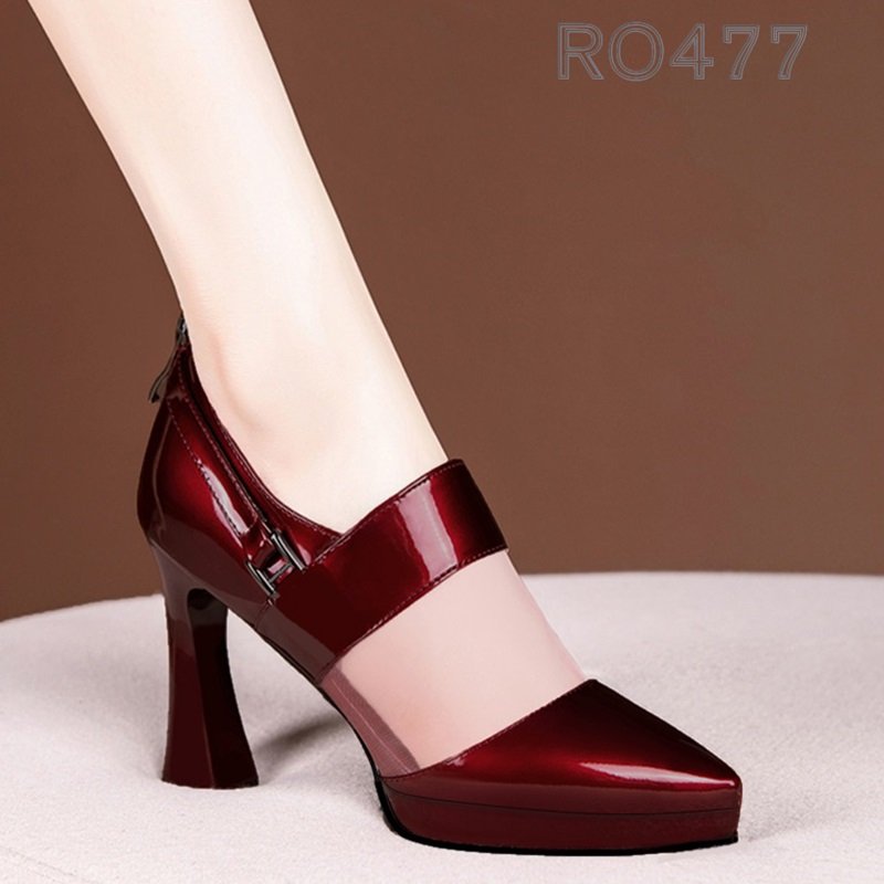 Giày cao gót nữ đẹp đế vuông 8 phân hàng hiệu rosata ba màu đen đỏ trắng ro477