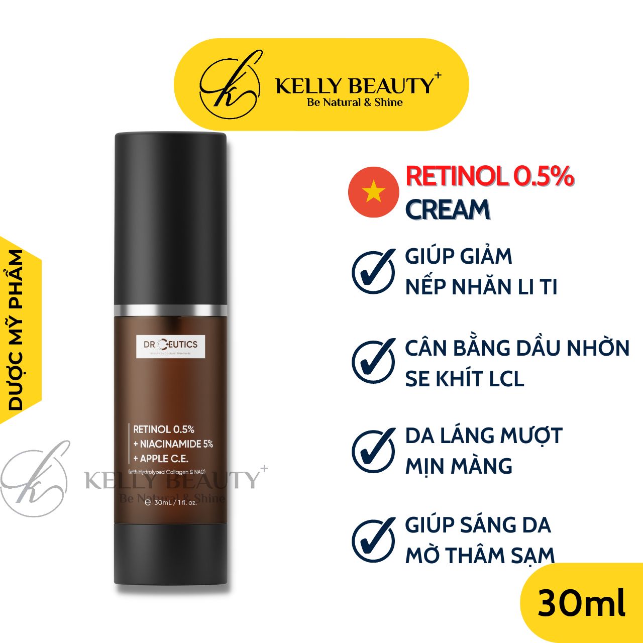 Kem Chống Lão Hóa DrCeutics Retinol + Niacinamide + Tế Bào Gốc Từ Táo - Mờ Nếp Nhăn; Sáng Da, Mờ Thâm Nám - Kelly Beauty