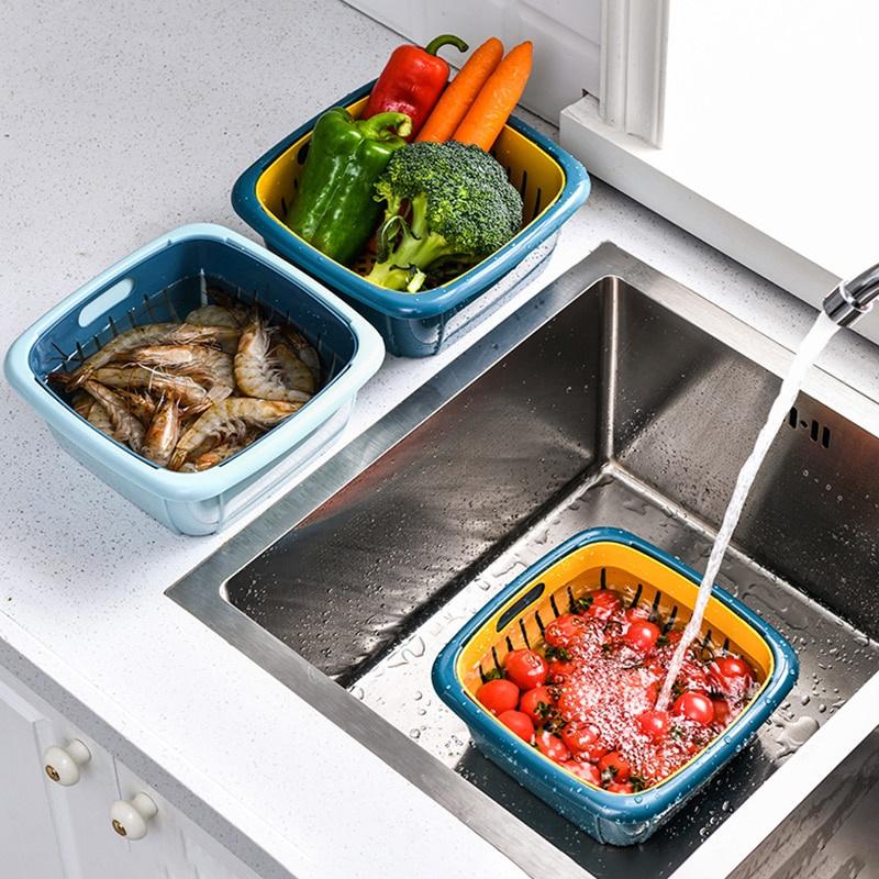 Hộp đựng thực phẩm có rổ và nắp chứa rau củ, hoa quả để ngăn mát tủ lạnh đa năng tiện ích