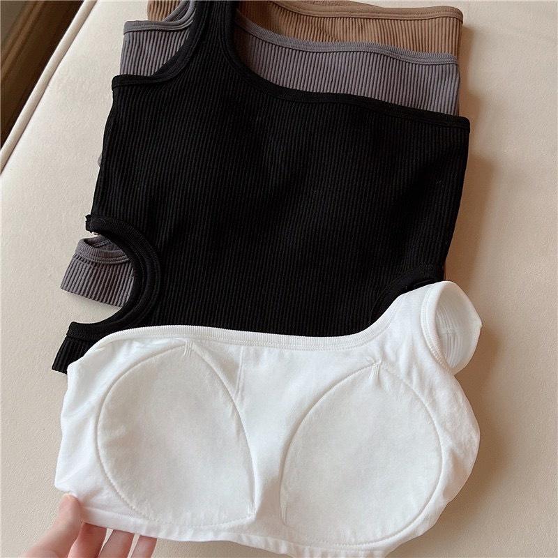 M36. Áo nữ kiểu bra lệch vai croptop có mút, áo croptop có mút thiết kế lệch vai cá tính (có sẵn - miễn ship)