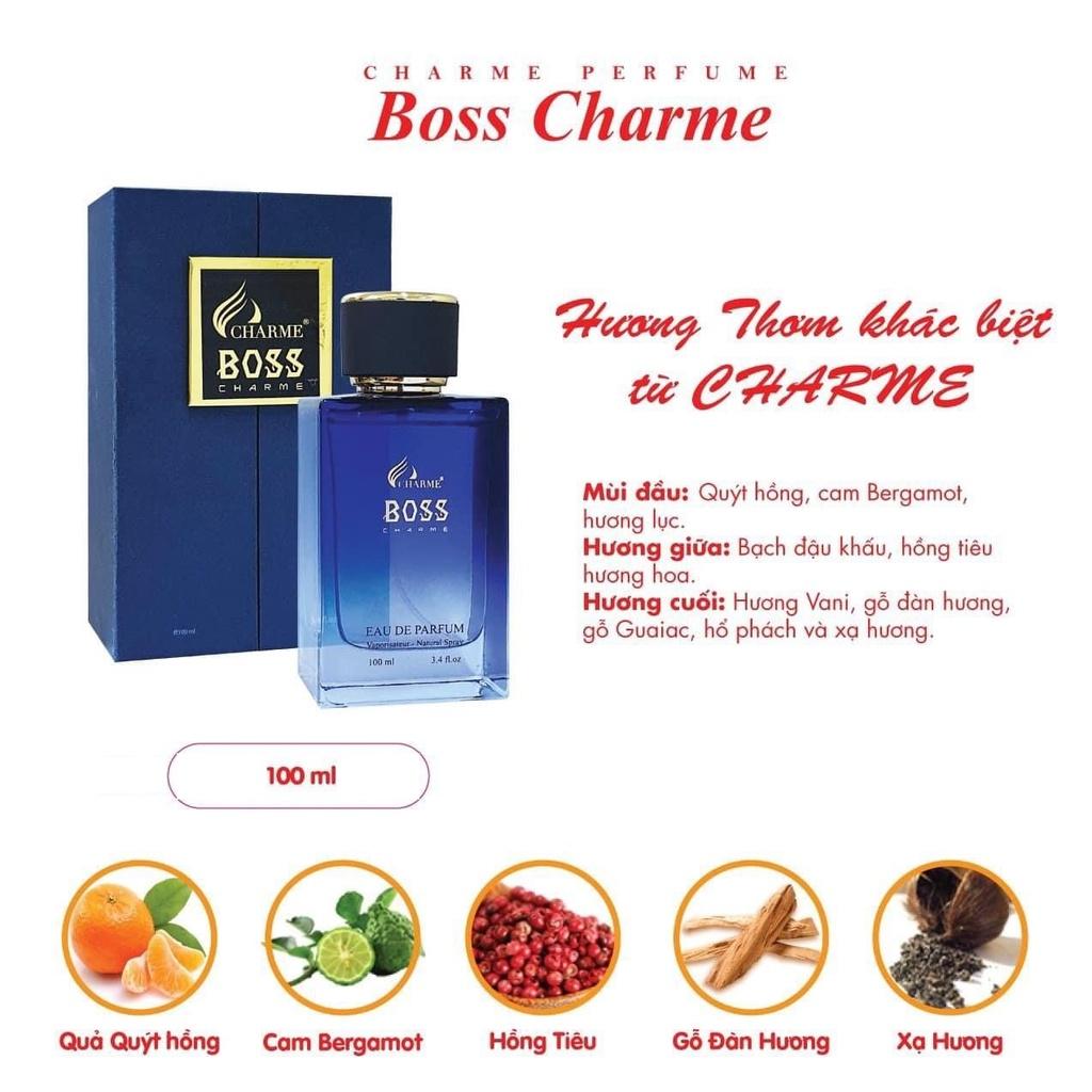 Nước hoa nam cao cấp, Charme Boss, nước hoa phương đông, hương thơm mạnh mẽ, lưu hương lâu, dành cho nam, 100ml