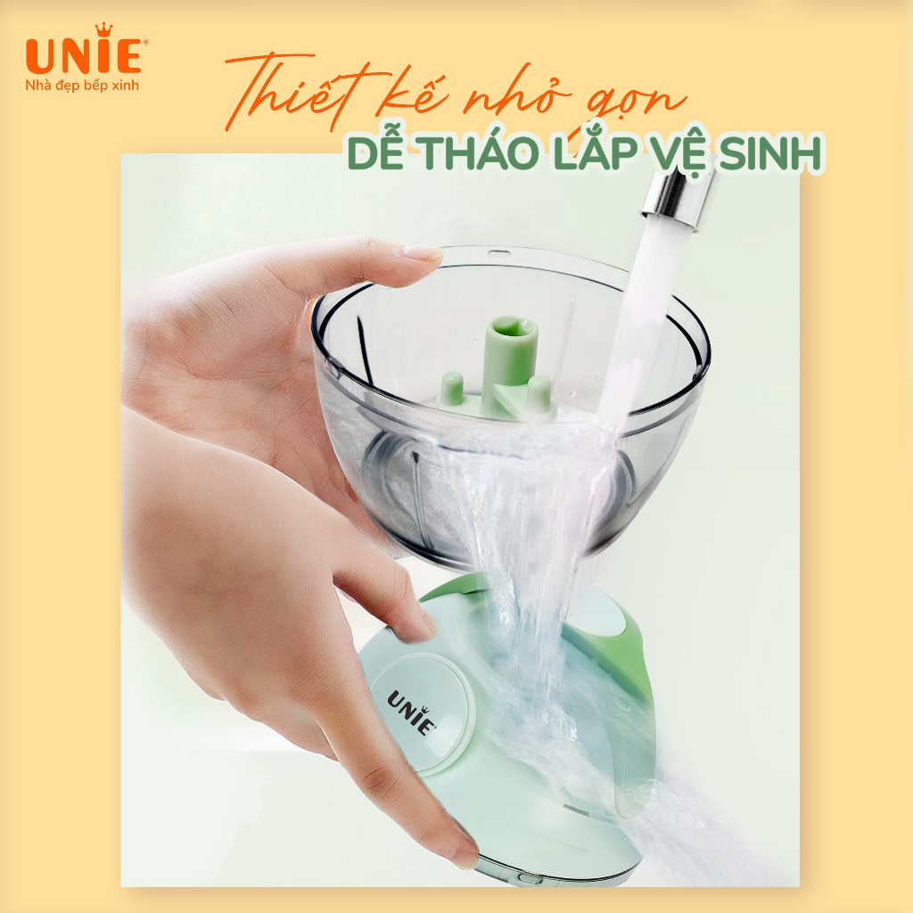 Máy xay hành tỏi ớt UNIE UC180 dung tích 180ml, lưỡi dao thép cao cấp 3 tầng sắc bén, thiết kế nhỏ gọn, dễ tháo lắp - hàng chính hãng