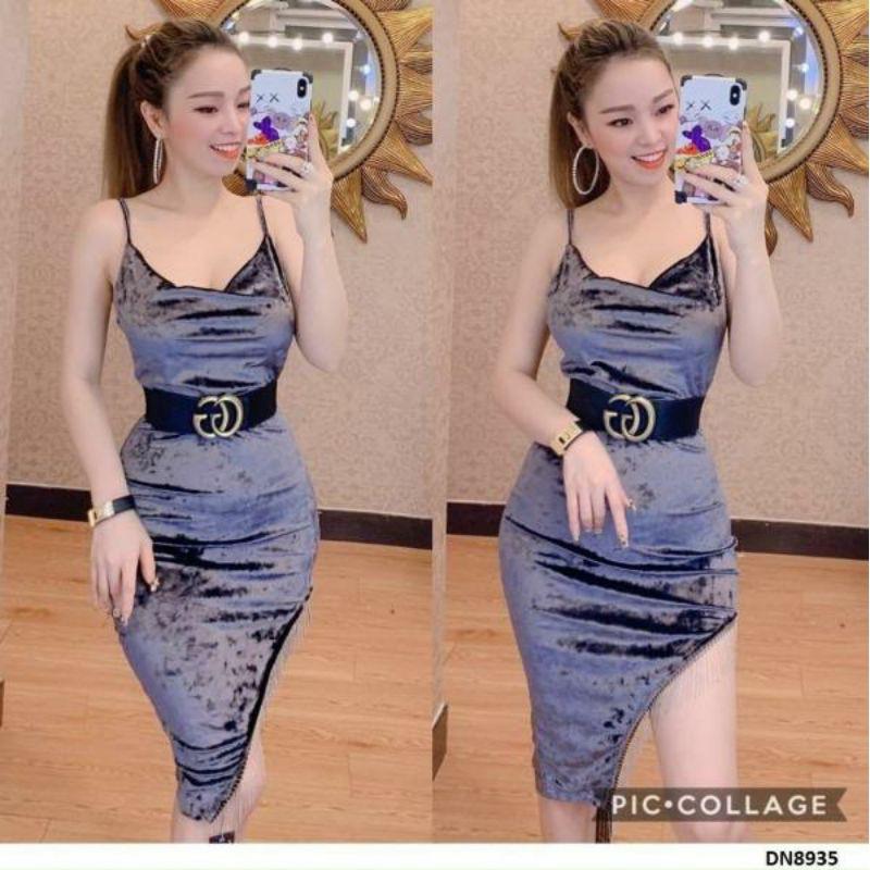 Đầm body cổ đổ hở ngực