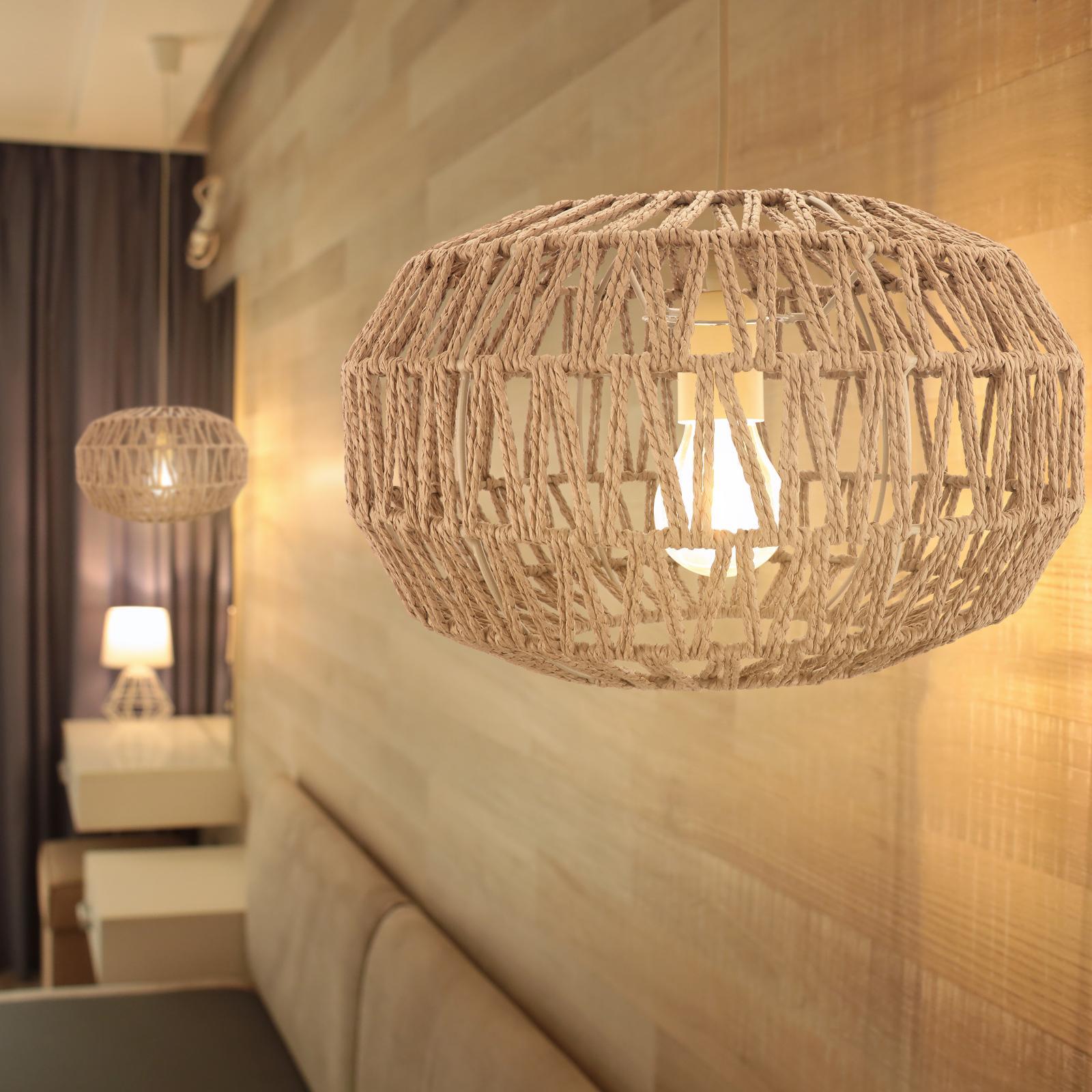 Woven Pendant Lamp Shade Chandelier Light Fixture for Kitchen Cafe Teahouse