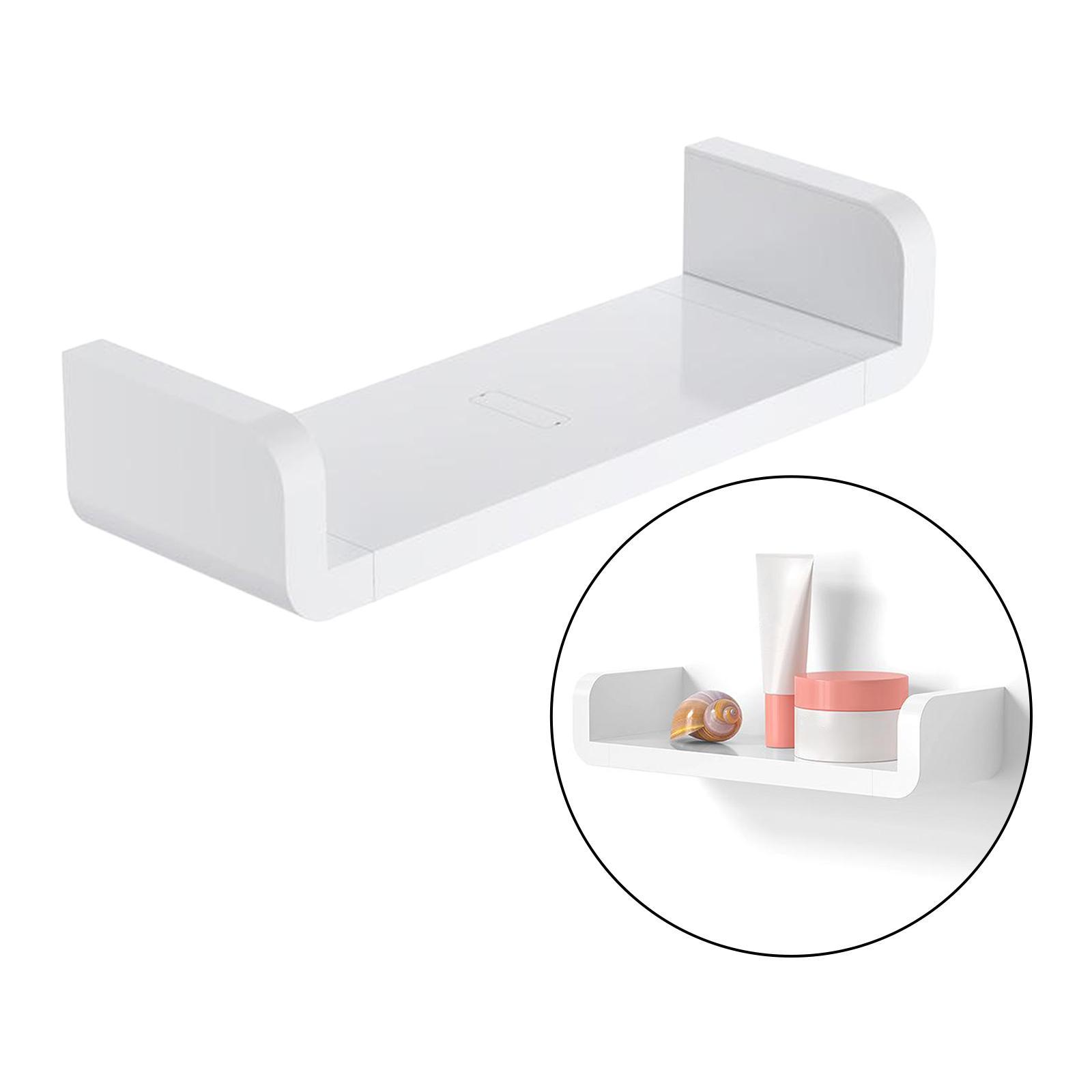 2X Floating Wall Shelves White U Shaped for Bathroom Display Organizer 32cm