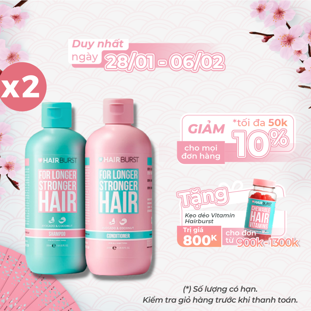 Combo 2 Set gội xả HAIRBURST kích thích tóc mọc dài hơn chắc khỏe hơn 350ml/chai