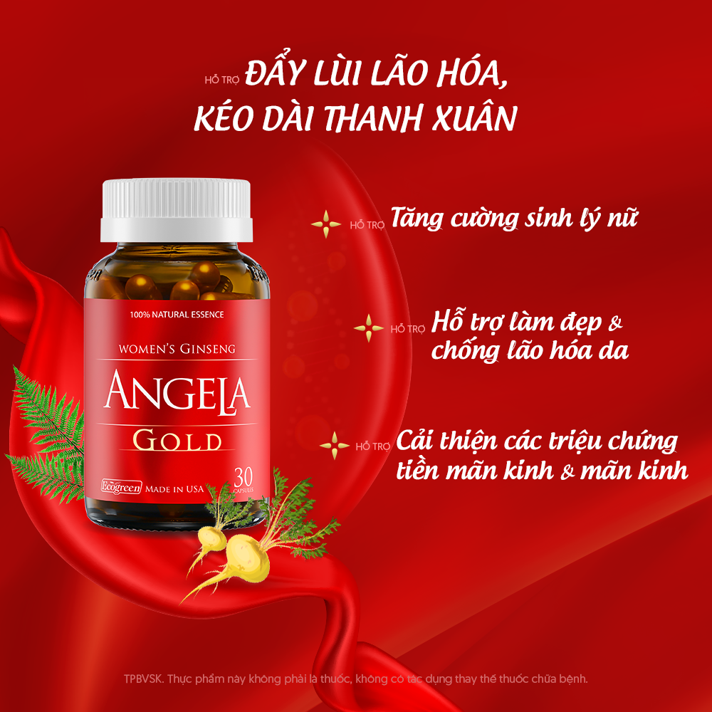 Viên uống ANGELA GOLD tăng cường sinh lý nữ với Lepidium Meyenii, P.Leucotomos (30 viên)