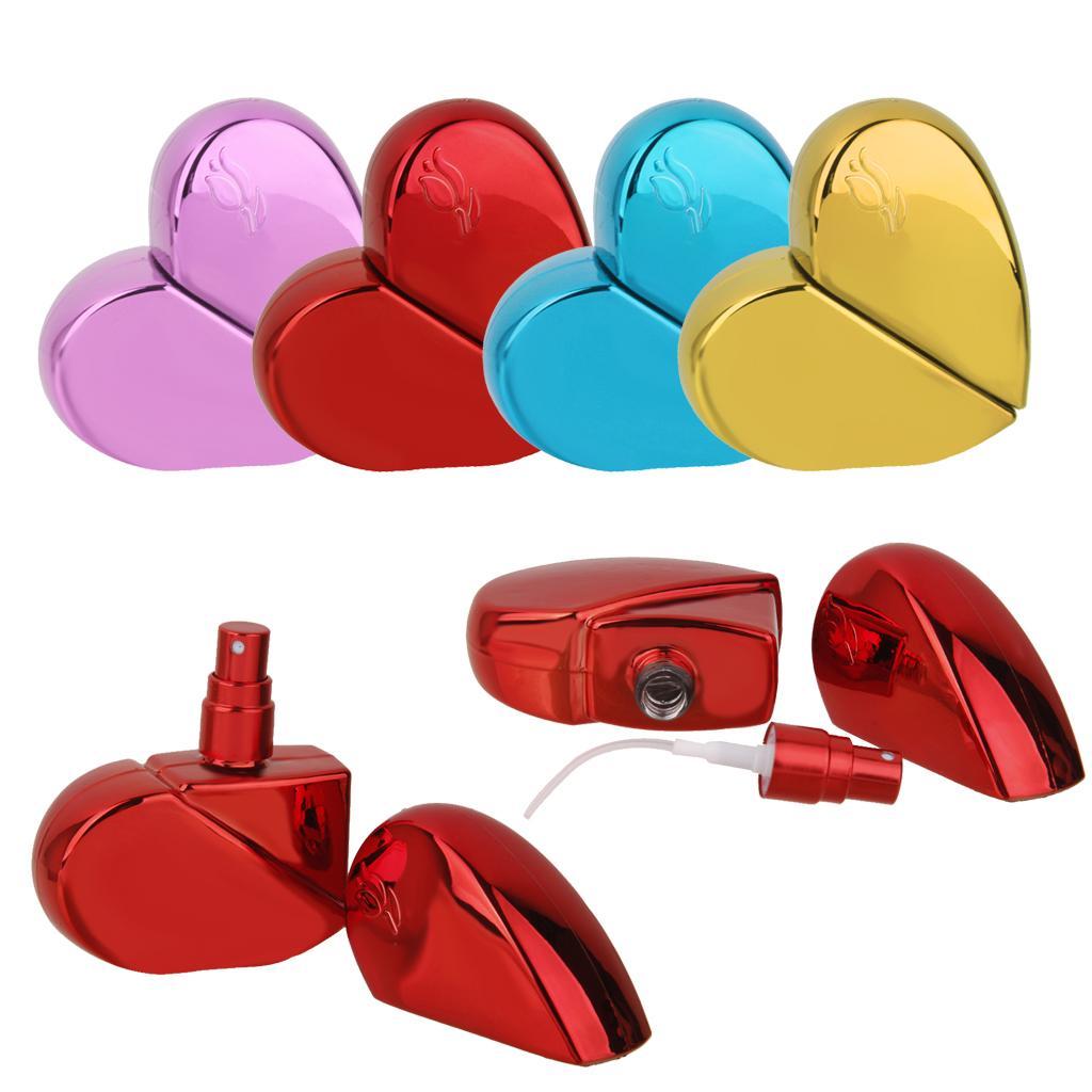 2X Heart Shape Empty Perfume Bottle Plastic Fragrance Scent Atomizer 25ml Gold