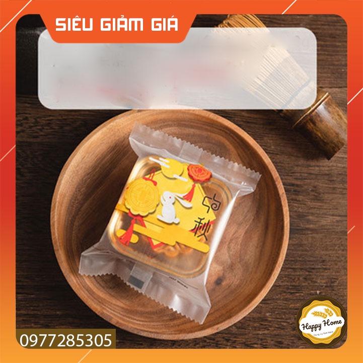 Túi đựng bánh trung thu hình thỏ ngắm trăng loại 50g 75g 100g set 50 túi
