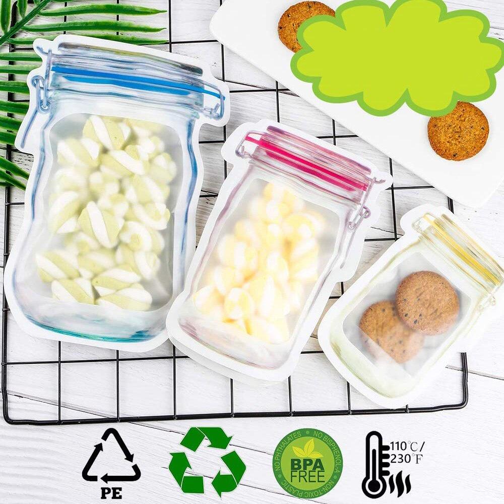Jar Zipper Bags Reusable Snack Saver Bag Nuts Candy Cookies Bag Leakproof Food Sandwich Fridge Freezing Food Storage Bag