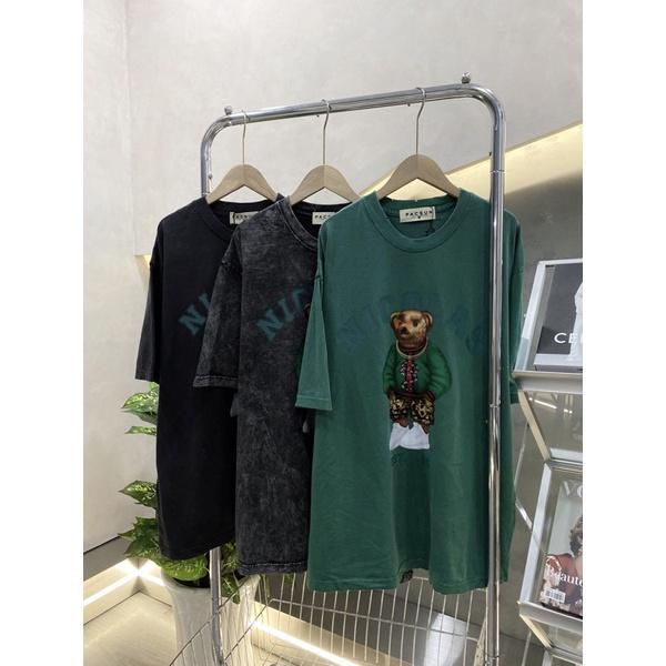 Áo thun tay lỡ áo thun wash 3 màu unisex gấu nicola