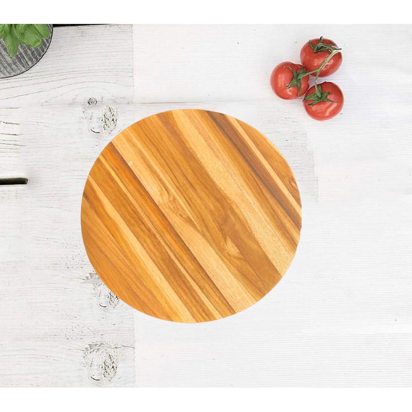 Thớt gỗ teak hình tròn có viền cầm R- 27 cm giá rẻ - Wood Cutting Boards Hàng Xuất Khẩu Châu Âu