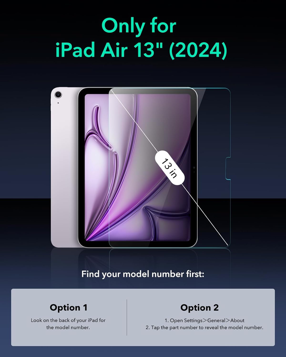 Miếng dán kính cường lực bảo vệ màn hình cho iPad Air 6 13 inch 2024 ESR Tempered-Glass Screen Protector - Hàng Chính Hãng