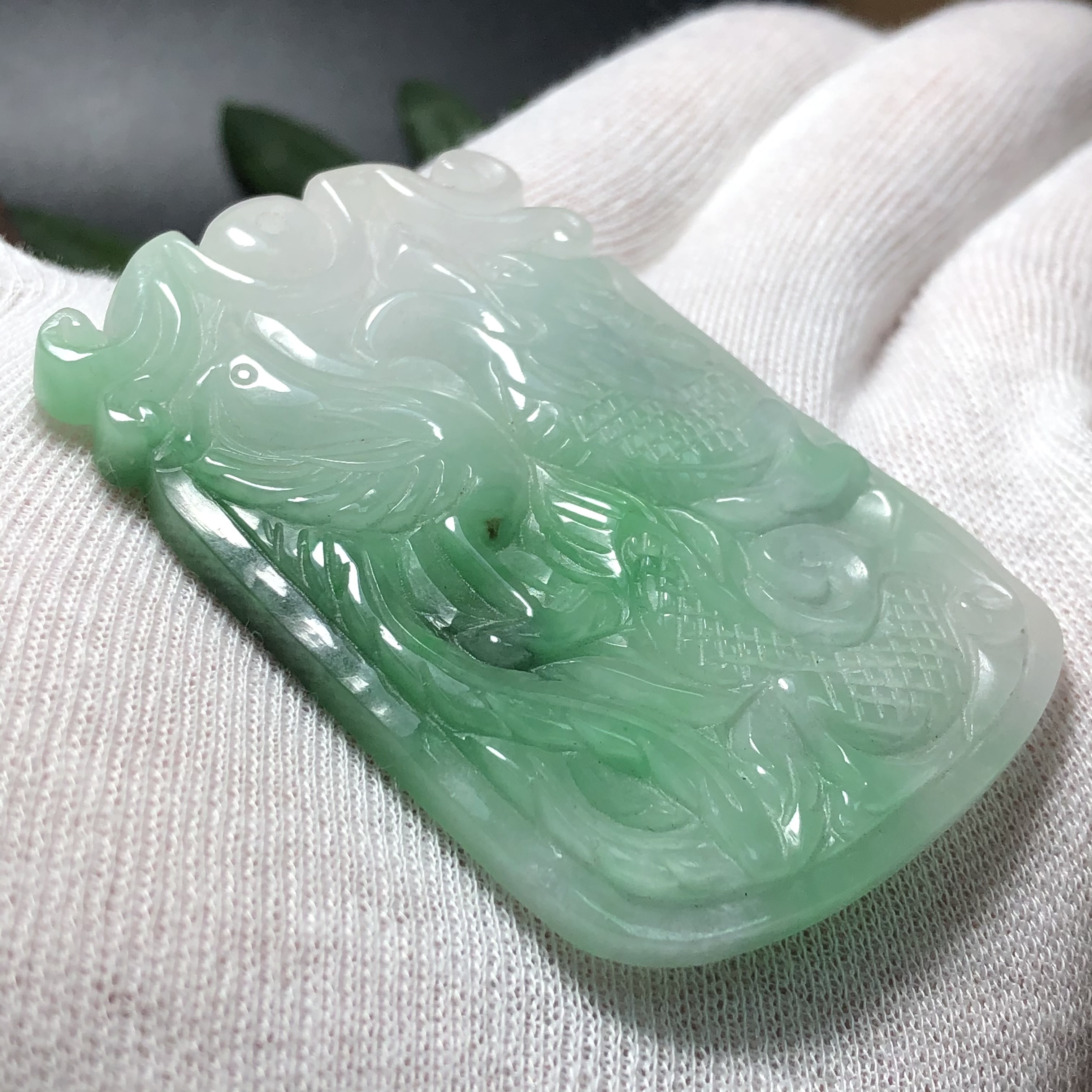 Mặt Cẩm Thạch chạm Rồng xanh lí