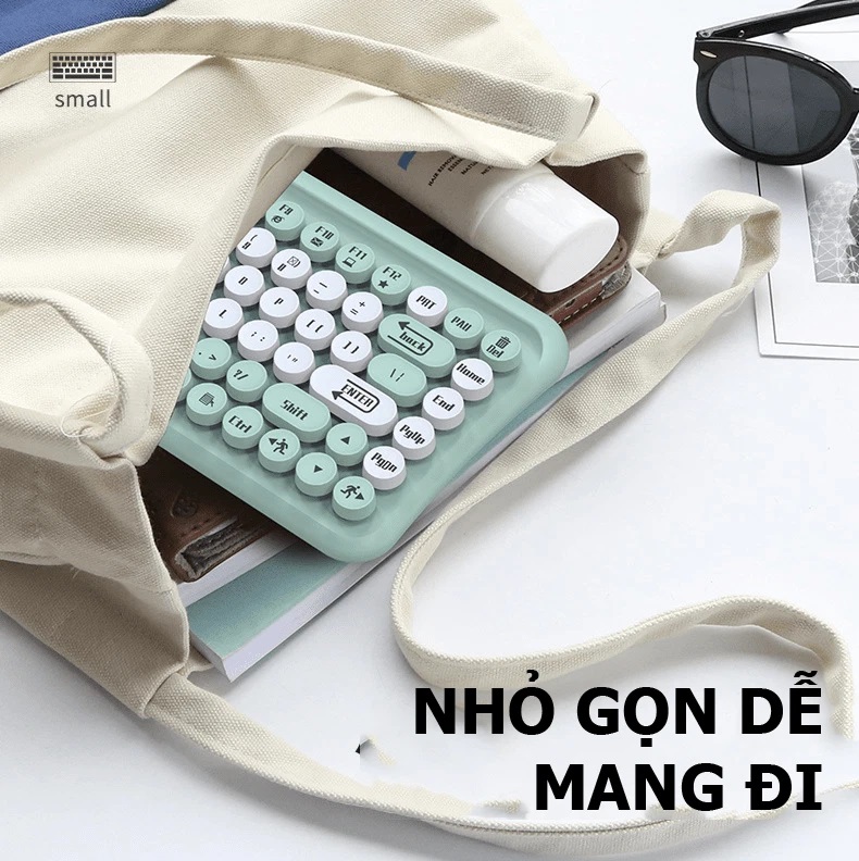 Bộ bàn phím mini 85 phím nút tròn và chuột không dây LT700 dùng cho văn phòng - JL