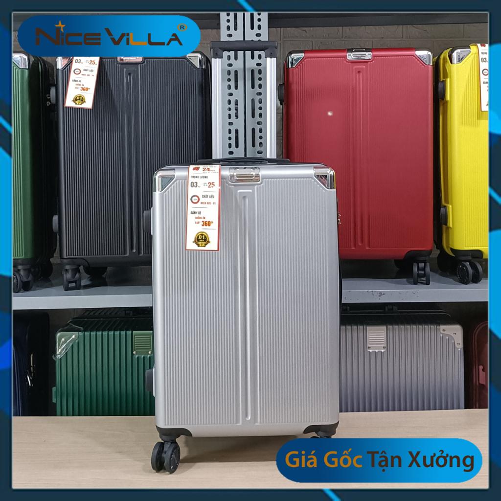 Vali Kéo Du Lịch Bọc Góc NiceVila - Vali nhựa Thời Trang 20/24 inch - Vàng (Bọc Góc)