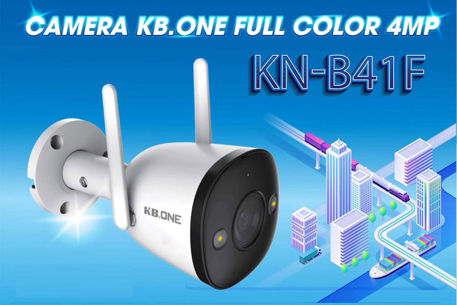 Camera IP Wifi KBvision Kbone B41F Full Color Ngoài Trời Siêu Nét 4MP 2K Chống Nước, Ban Đêm Có Màu Tích hợp Mic Thu Âm - Hàng Chính Hãng