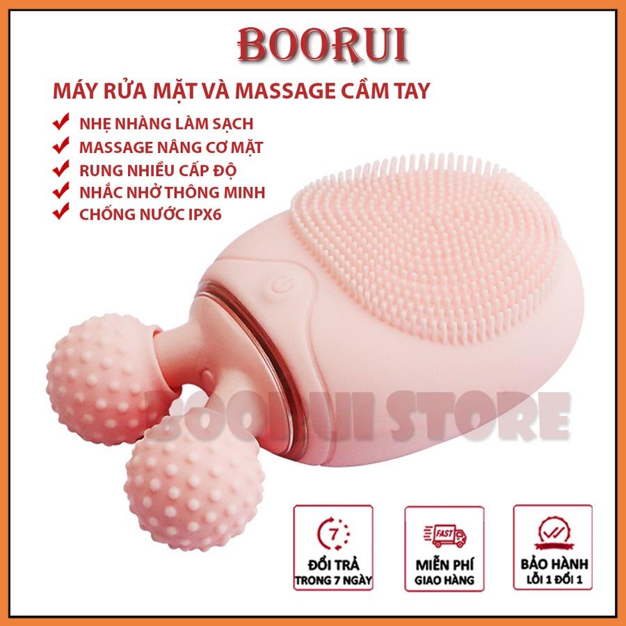 Máy rửa mặt mini cao cấp BOORUI: Rung massage và nâng cơ tạo cằm Vline 3 trong 1,Rửa sạch sâu, ngừa mụn làm đẹp da mặt