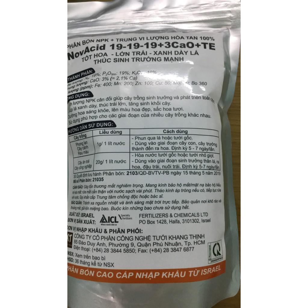 Phân bón NPK NovAcid 19-19-19+Cao +Te hòa tan 100% phân bón lá hoặc nhỏ giọt túi 1kg