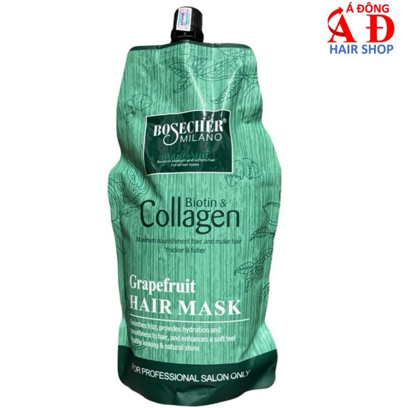 Kem hấp ủ tóc Bưởi Bosecher Grapefruit Collagen siêu mượt phục hồi tóc 1000ml