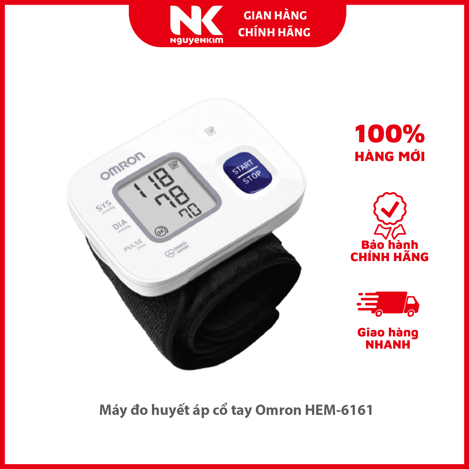 Máy đo huyết áp cổ tay Omron HEM-6161 - Hàng Chính Hãng