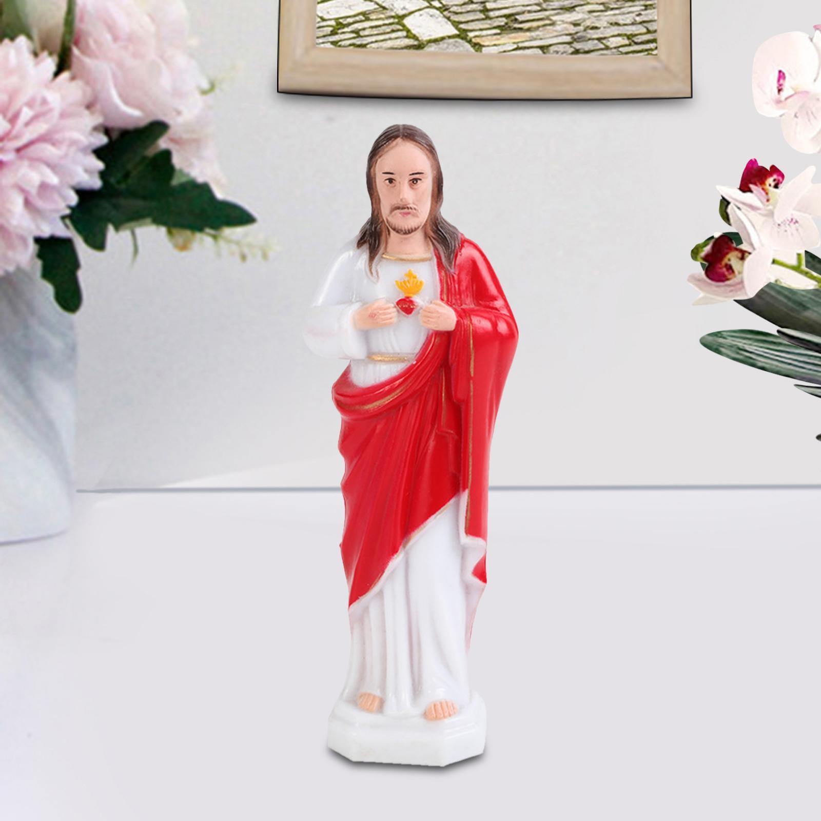 Priest Statue Religious Sculpture Christian Holy Decor for Tabletop  Red