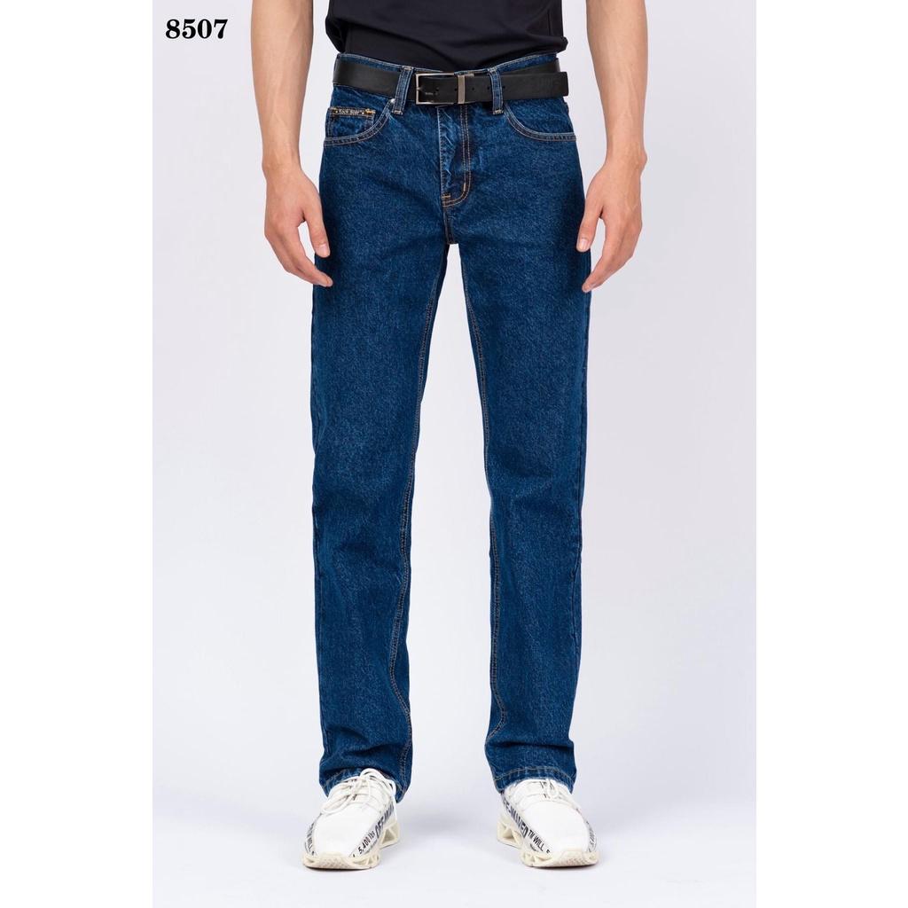Quần Jean Nam Ống Suông Trung Niên Jeans Cơ Bản Chất Bò Trơn Cotton Cao Cấp