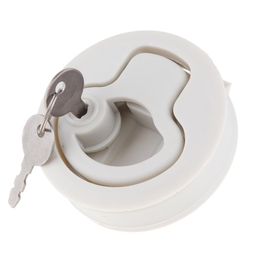 White Round Boat Locker Latch Marine Lock Flush Handle with Key