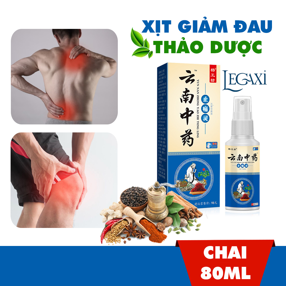 [Chai 80ml] Xịt Nóng Giảm Đau Nhức Mỏi Vai Gáy Lưng Thảo Dược, Dầu Xoa Bóp Giãn Cơ Xương Khớp Đông Y - Legaxi