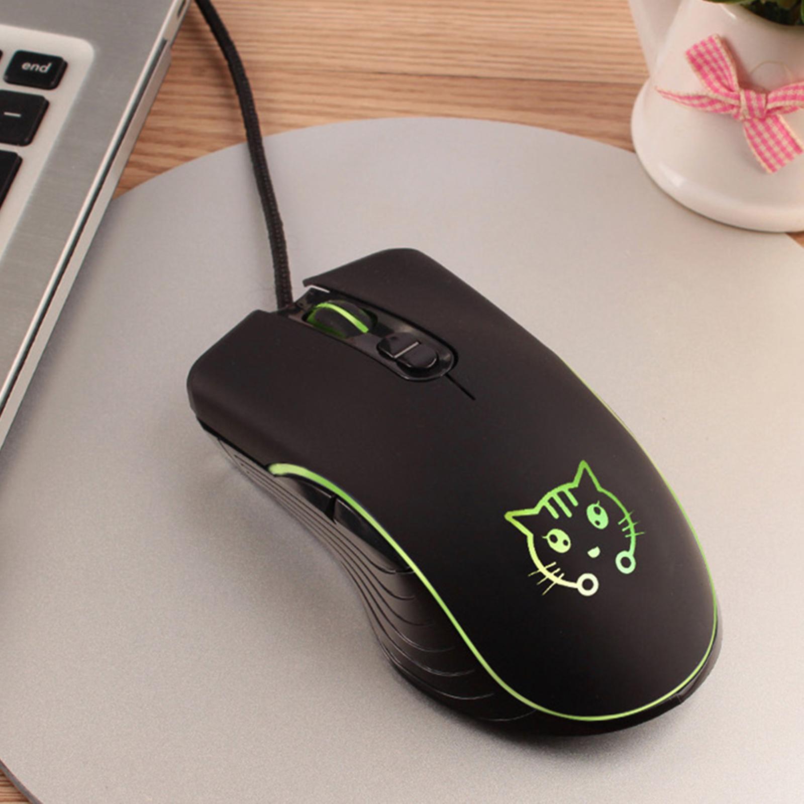 2x Cute Wired USB Gaming Mouse, RGB Breathing Lights, Mute Ergonomic Optical Mice, for PC Laptops Desktop 4 Adjustable DPI up to 2400