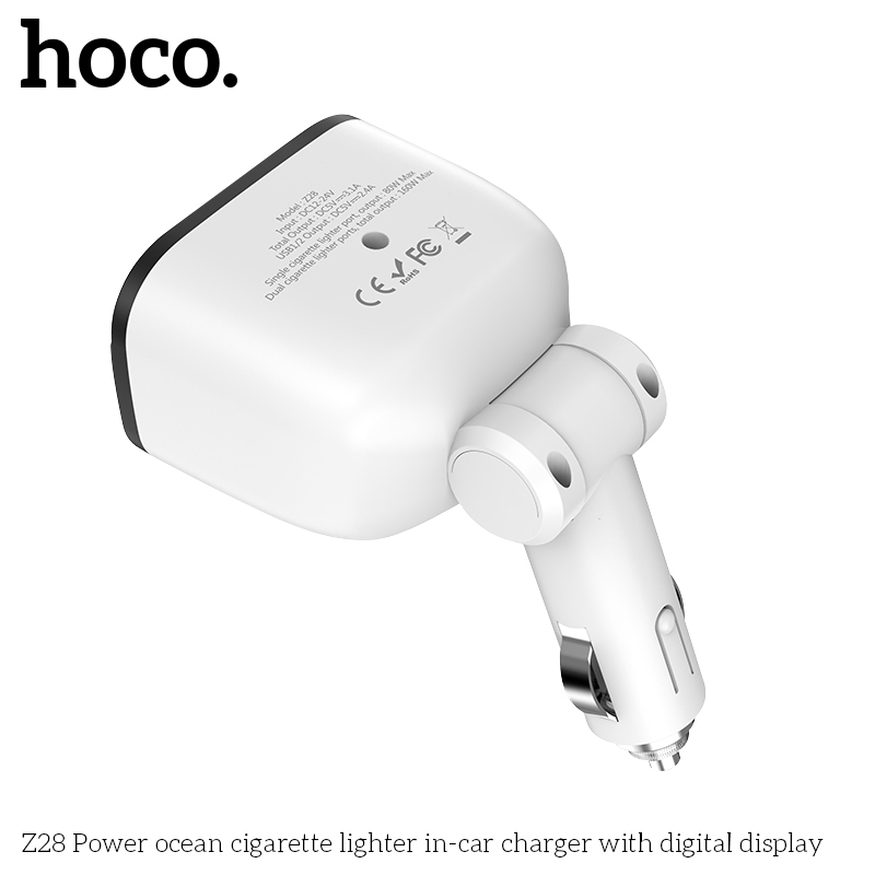 Chia tẩu sạc cho ô tô 1 ra 2 hoco Z28 _ Hàng chính hãng