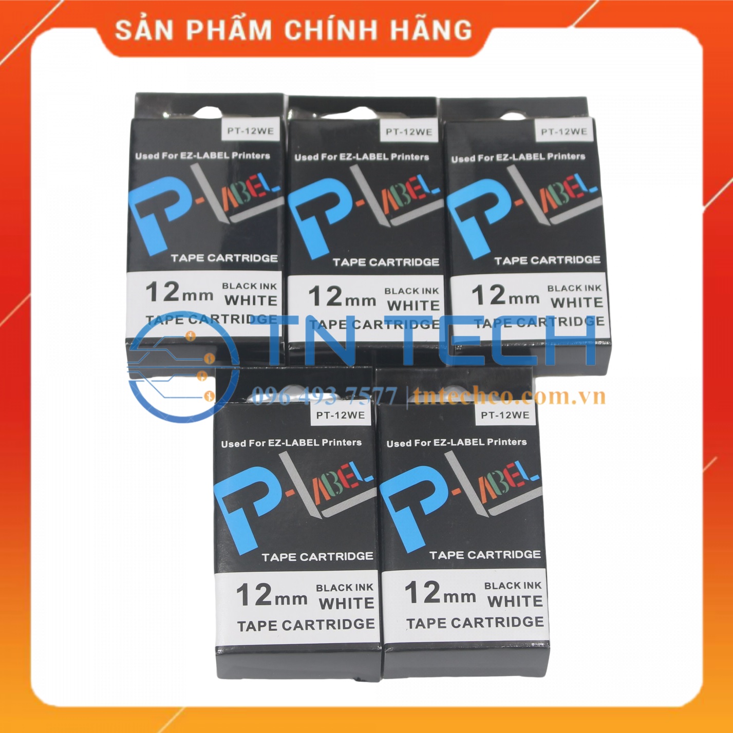 Nhãn in CASIO PT-12WE - Chữ đen nền trắng 12MM x 8M - Dùng cho máy in nhãn CASIO [Hàng nhập khẩu]