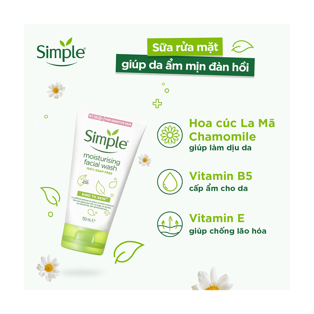 Gel rửa mặt kiểm soát bóng nhờn và sạch mụn Simple (150ml)