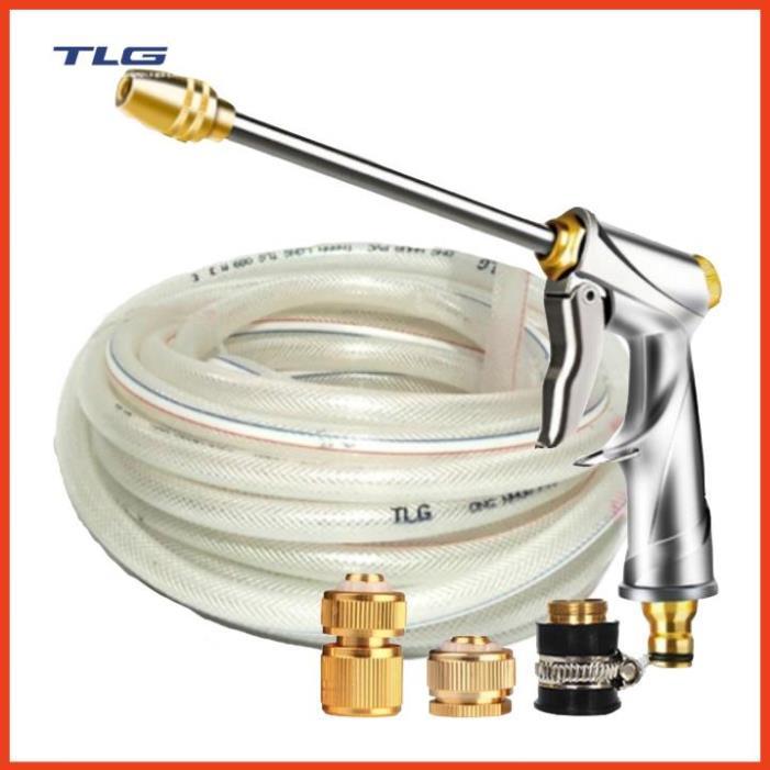 Rửa xe tưới cây Bộ dây và vòi xịt tăng áp lực nước 300% loại 25m cút đồng,nối đồng 206701-2